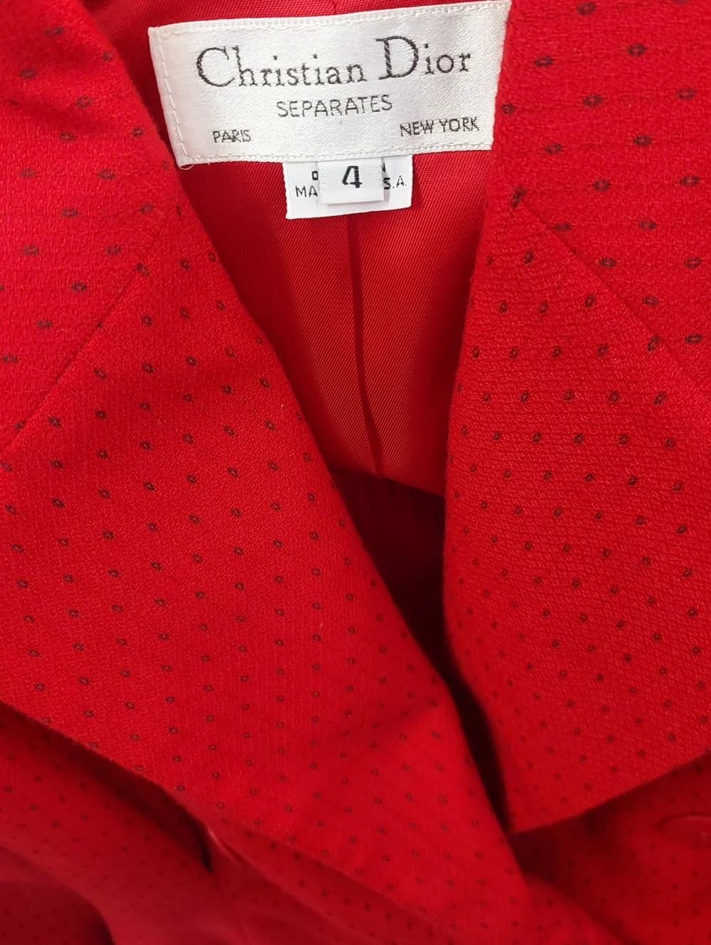 Dior Women's Red Double-Breasted Blazer Jacket